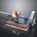 Vintage Electrical Device With Metal Structure Wheel Brass Tube And Wooden Base